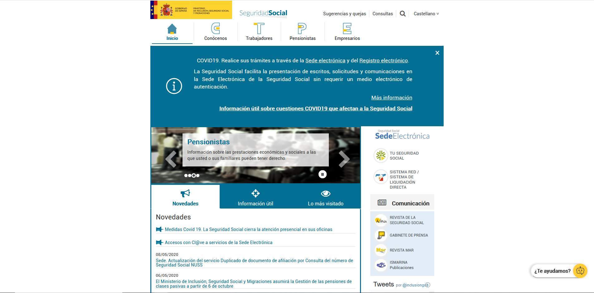 seguridad social captura de pantalla