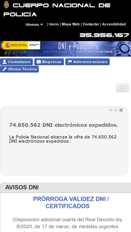 dnielectronico versión móvil captura de pantalla