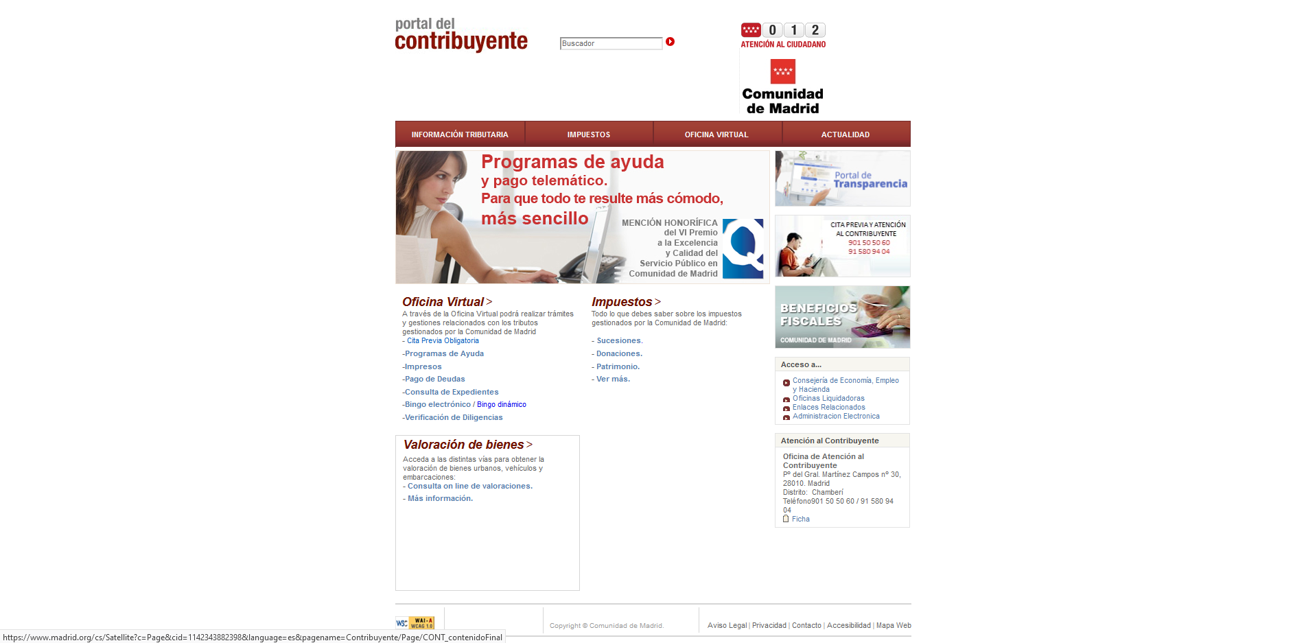 captura de pantalla portal del contribuyente madrid
